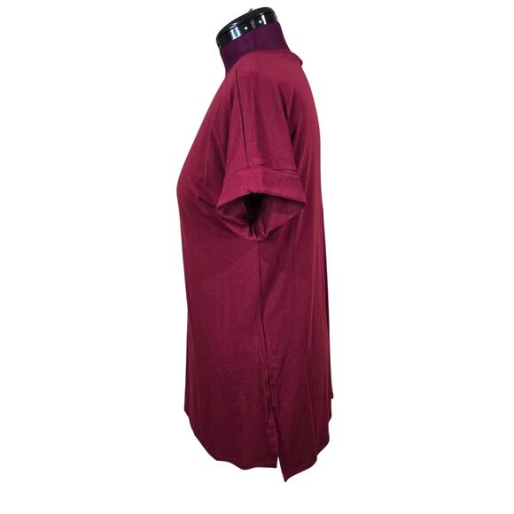 Women's Zenana Maroon Cuffed Sleeve Tunic Tee | Size Medium - Picture 2 of 11
